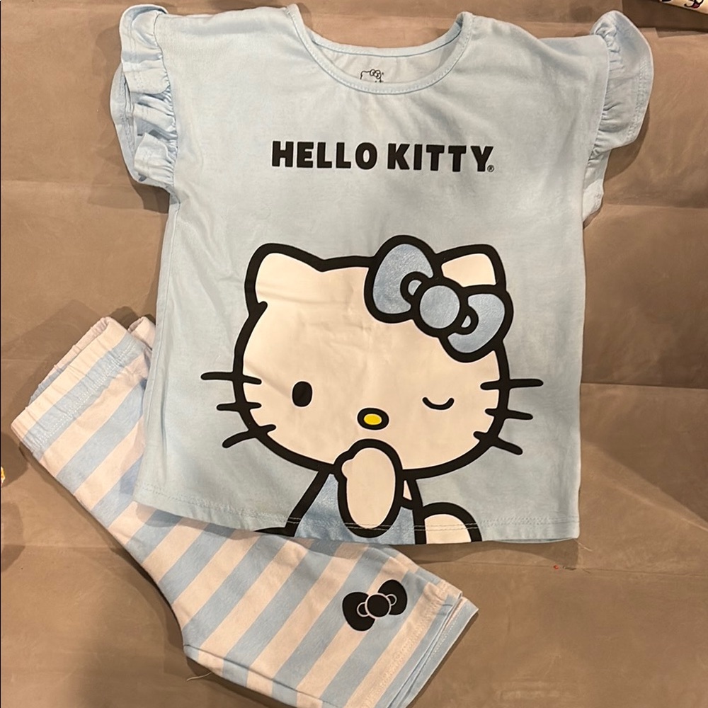 Hello Kitty Blue Pajama Set with Ruffle Sleeves